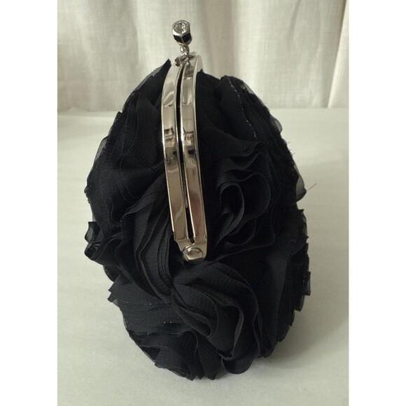 Black Floral Mini Evening Bag Kiss Lock - Picture 5 of 13